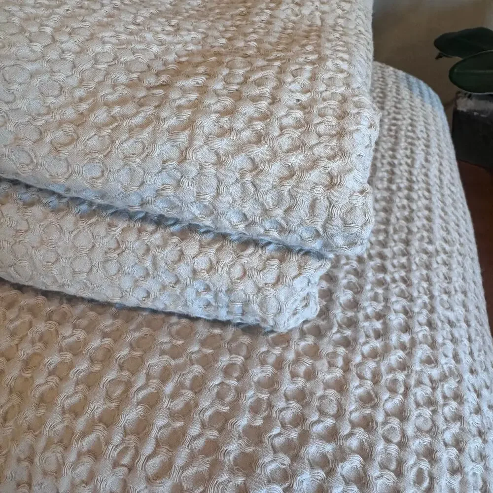 Quince Organic Luxe Honeycomb Duvet Cover Set Full Queen Sand